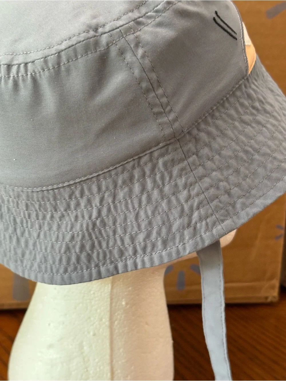 Kids Gray Shark Bucket Hat with Peach Accent